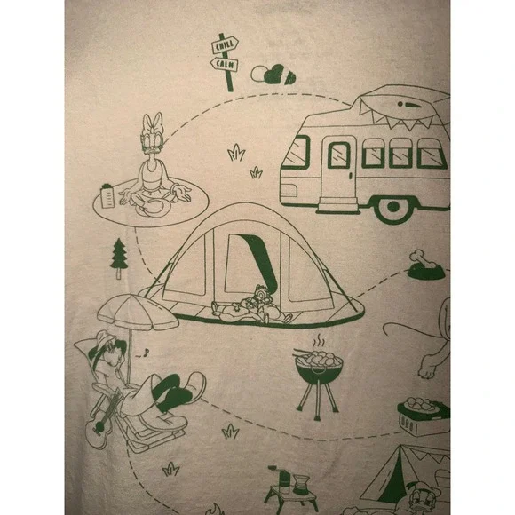 Disney Nature Heals Camping Graphic T-Shirt XL Cream Mickey Mouse & Friends Tee - Picture 4 of 7